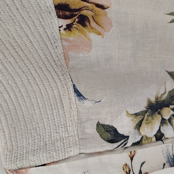 Lungo L'arno Made In Italy Pullover Linen Blouse Size 1X Floral Print Cream - Picture 5 of 8